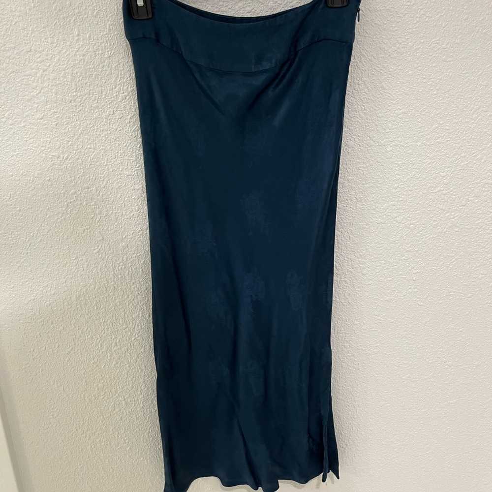 Anthropologie Moulinette Soeurs Jacquard blue silk skirt size 2